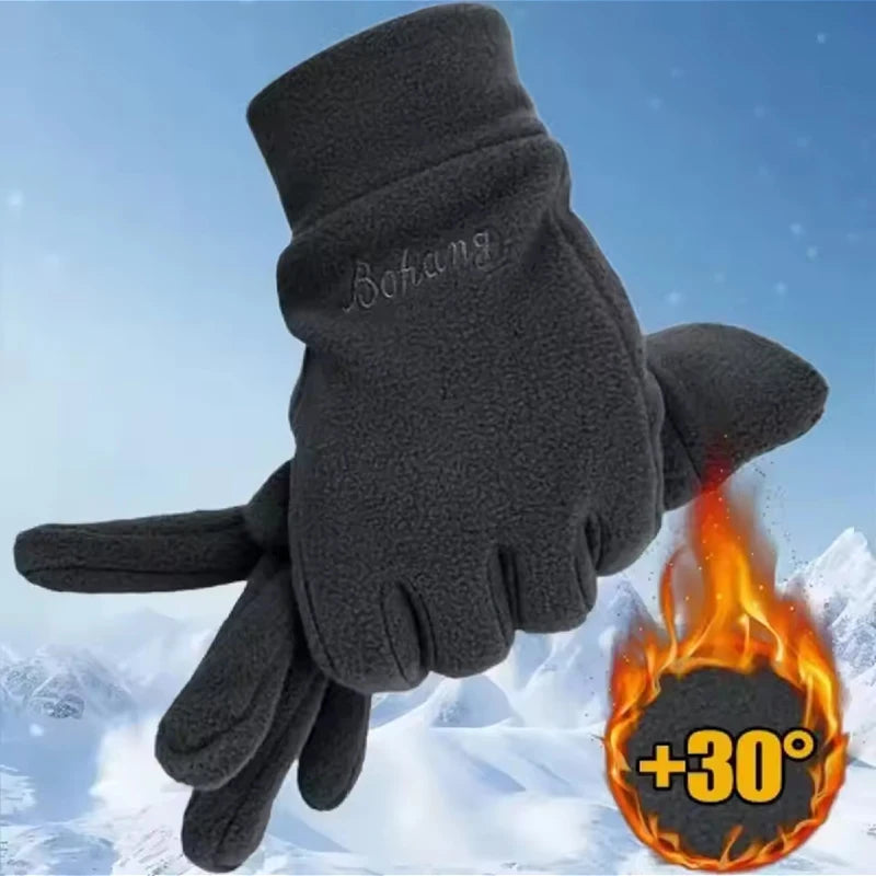 Mens Winter Gloves Thicken Thermal Warm Fleece Full Finger Gloves Cold Resistance Windproof Outdoor Skiing Cycling Mittens Women Beauty World Shop