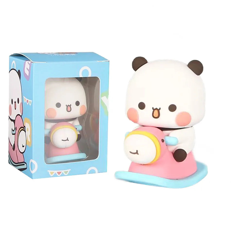 Cute Kawaii Bubu Dudu Panda Bear Figure Cartoon Exciting Bear Miniatures Collectible Animal Toy Doll Ornament Home Derocation Beauty World Shop