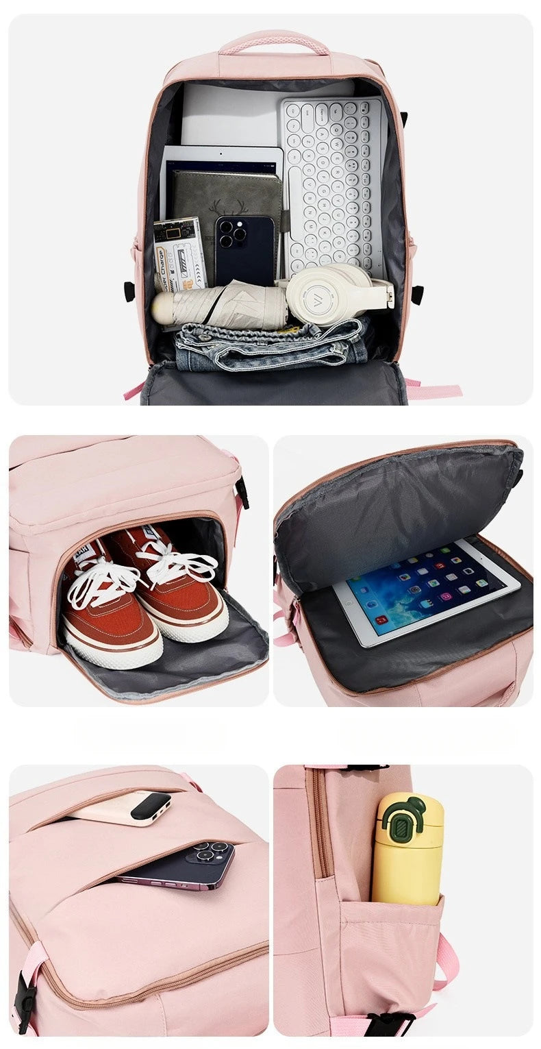 Lightweight Large Travel Backpack, Solid Color Minimalist Multifunctional Student School Bag Beauty World Shop