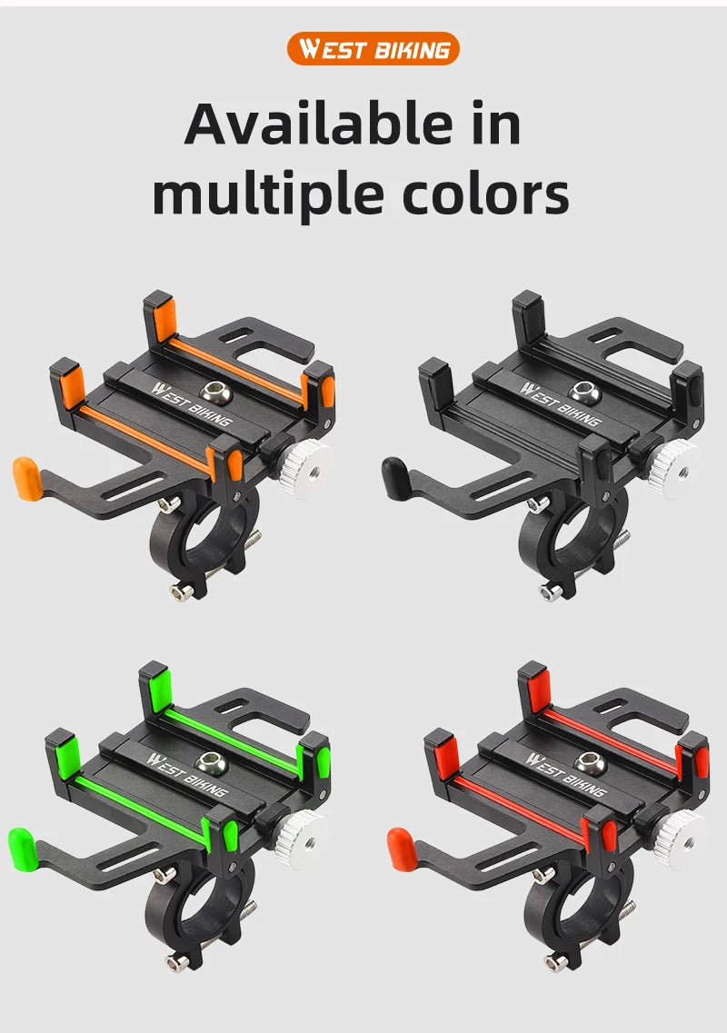 WEST BIKING Bicycle Mobile Phone Holder 360° Rotatable  Aluminum Alloy Phone Holder Five Claws Adjustable MTB Road Bike Bracket Beauty World Shop