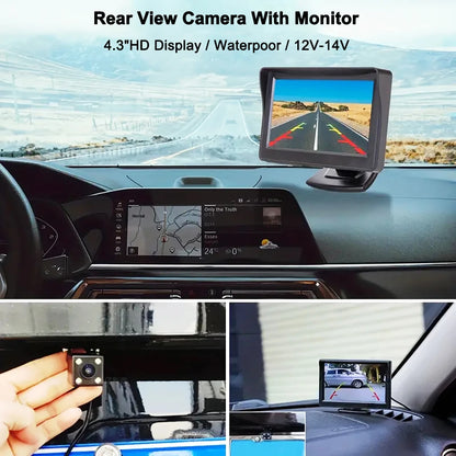 Easy Installation 4.3Inch or Rear View Camera Monitor Screen Reversing Camera for Car Parking Parking System Camera for Vehicle Beauty World Shop