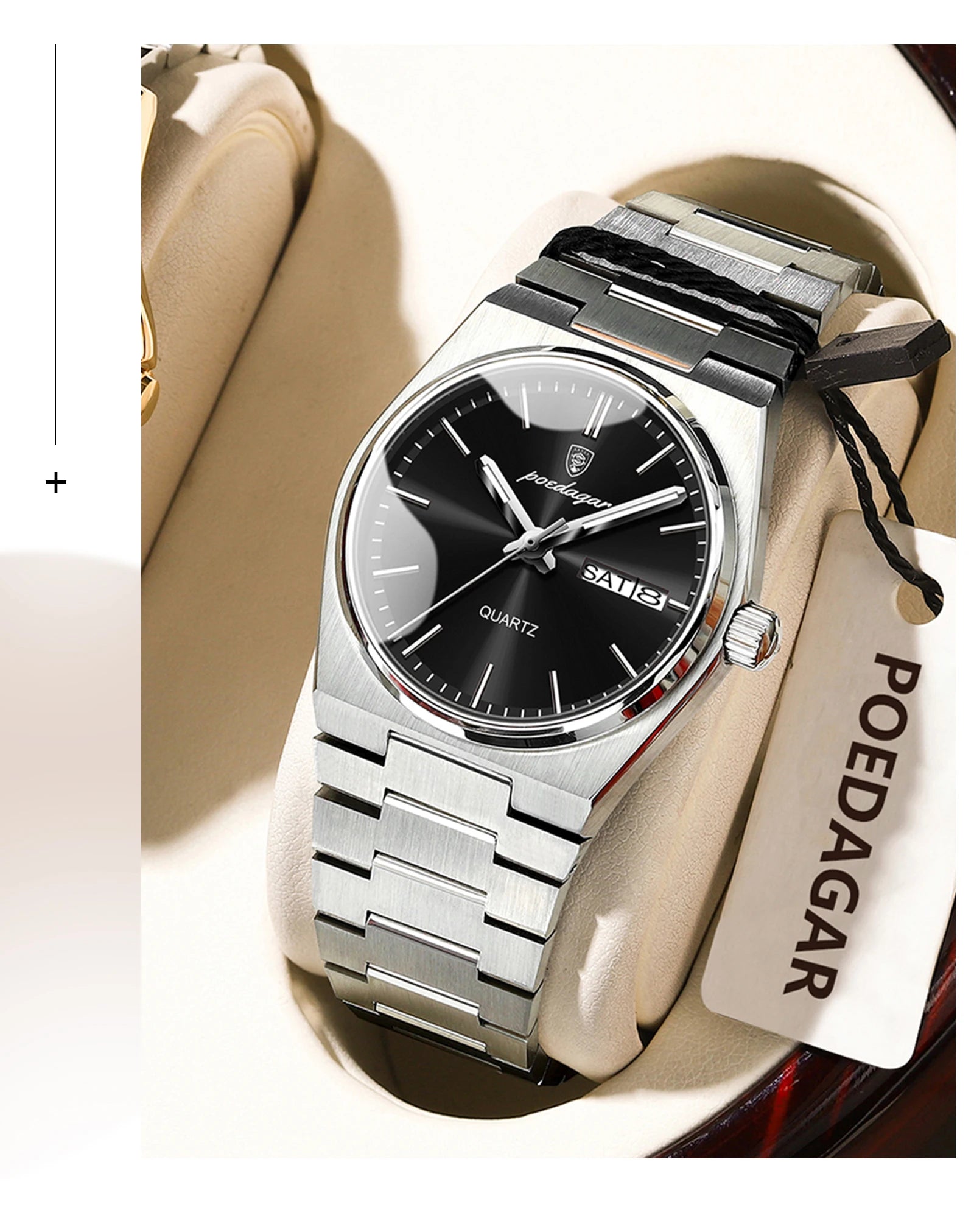 POEDAGAR Elegant Woman's Watch Date Week Waterproof Luminous Ladies Clock Quartz Stainless Steel Fashion Watches For Women Reloj Beauty World Shop