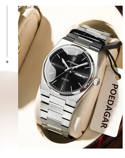 POEDAGAR Elegant Woman's Watch Date Week Waterproof Luminous Ladies Clock Quartz Stainless Steel Fashion Watches For Women Reloj Beauty World Shop