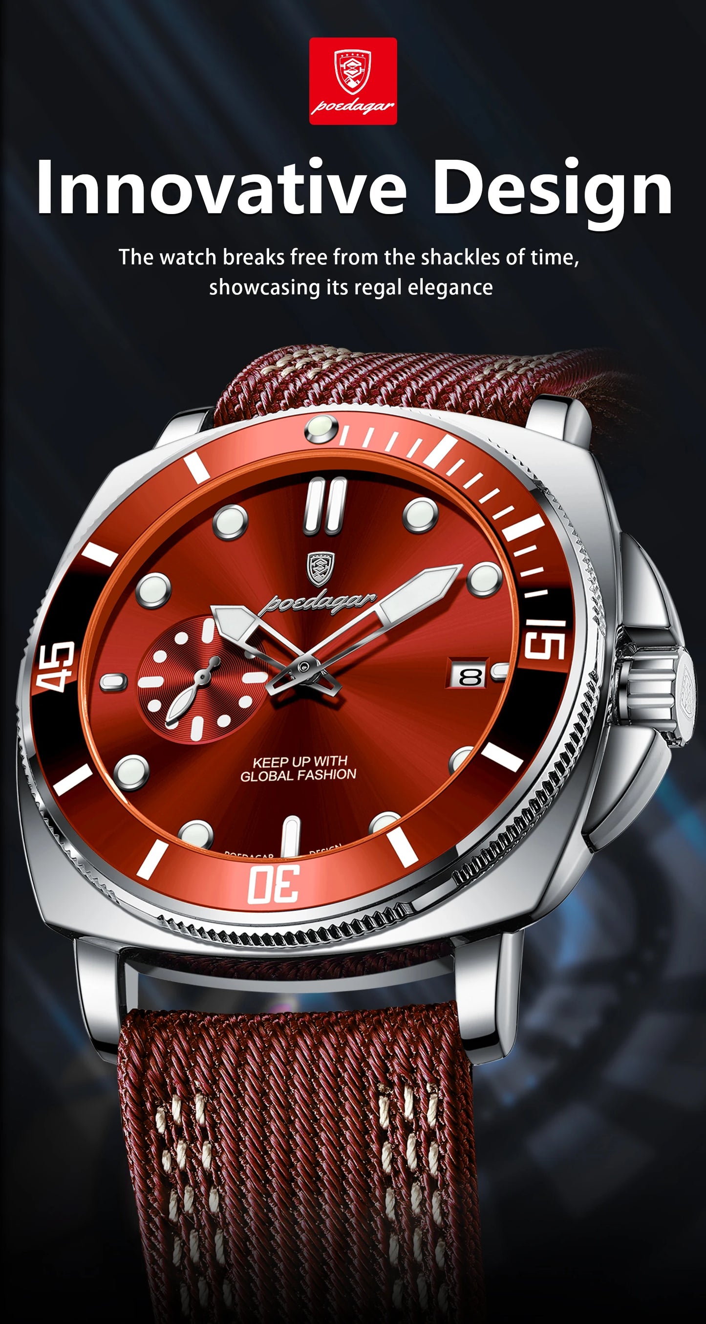 POEDAGAR Luxury Fashion Man Watch Luminous Waterproof Date Sport Watches For Men Nylon Leather Quartz Business Men's Clock Reloj Beauty World Shop