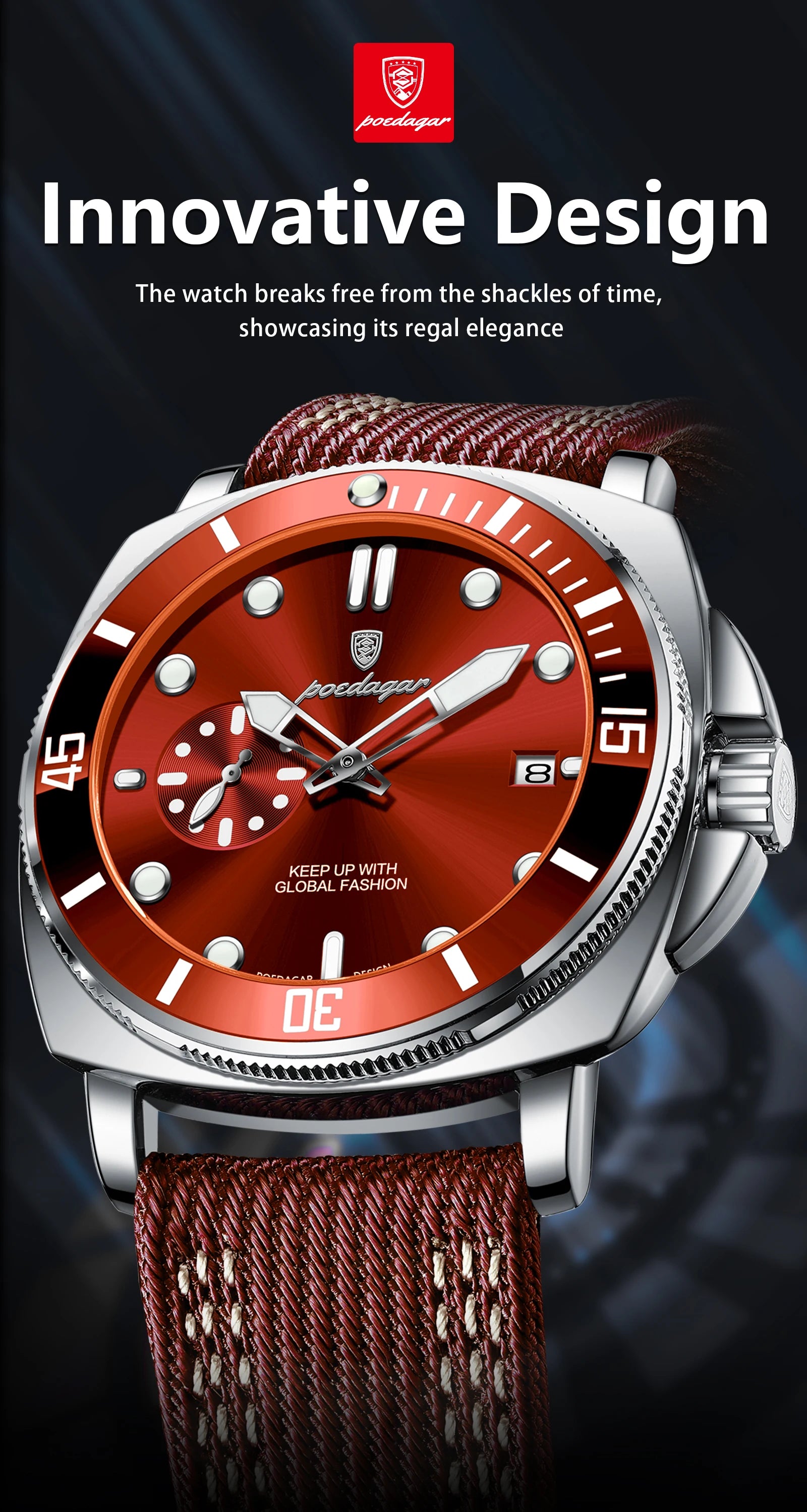 POEDAGAR Luxury Fashion Man Watch Luminous Waterproof Date Sport Watches For Men Nylon Leather Quartz Business Men's Clock Reloj Beauty World Shop