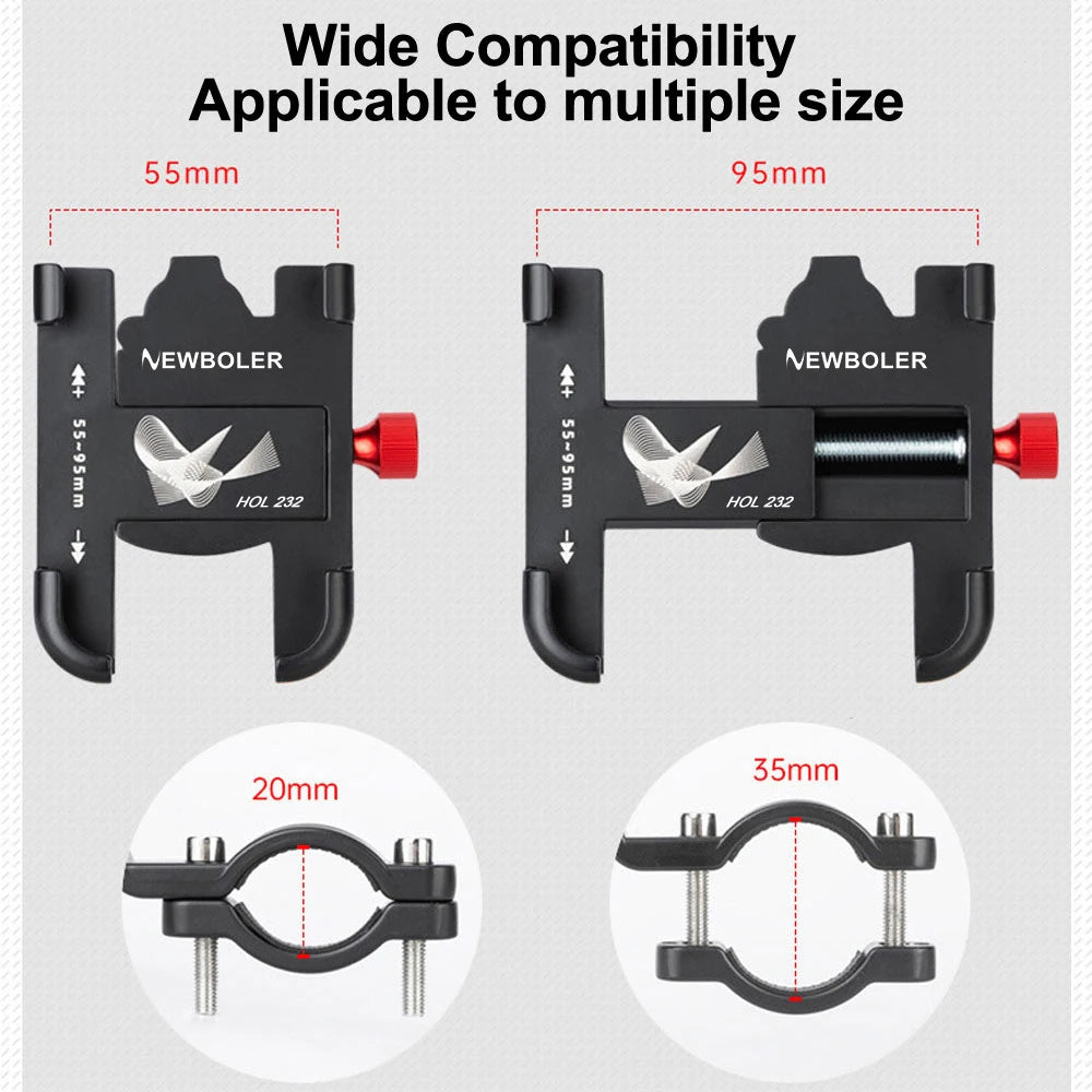 NEWBOLER MTB Phone Mount Stand Bicycle Holder 360° Rotatable Aluminum Adjustable Bike Phone Holder Non-slip Cycling Bracke Beauty World Shop