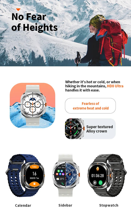Smart Watch 8 Ultra 2025 Color Matching GPS Compass Smart Watch BT call NFC IP68 Waterproof 4GB Health monitoring Reduction 100% Beauty World Shop