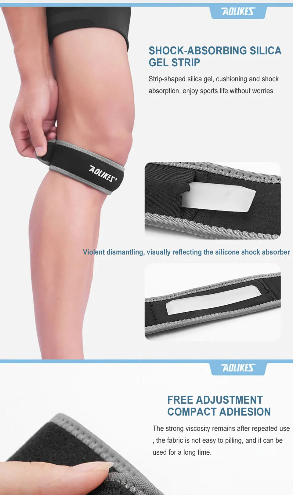 AOLIKES 1PCS Knee Braces for Knee Pain,Patella Knee Support Strap,Adjustable Patellar Tendon Stabilizer Band for Basketball Beauty World Shop