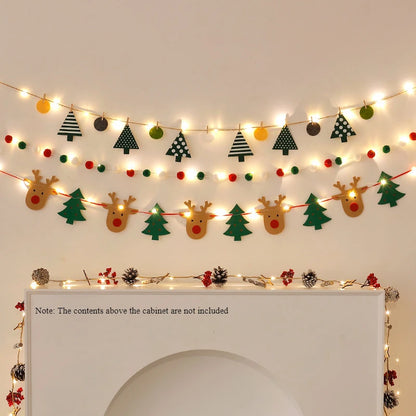 LED String Light DIY Handmade Decorated Merry Christmas Holiday Hanging Home Room Background Pull Flag Banner Christmas Pendant Beauty World Shop