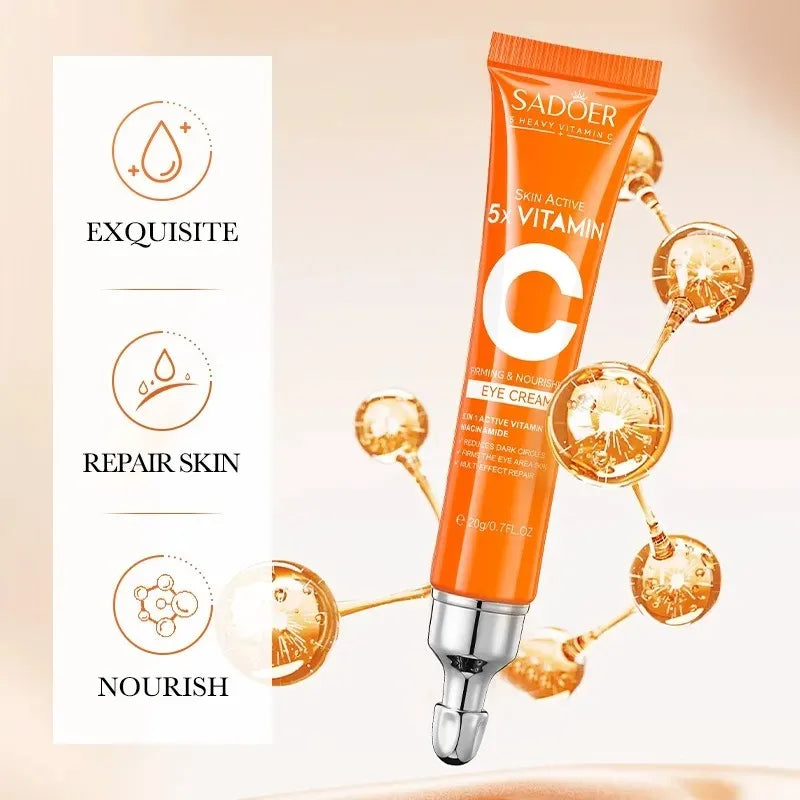 SADOER Vitamin C Eye Cream Anti Dark Circles Eyes Bags Remover Moisturizing Brightening Firming Skin Care Products for Eyes Beauty World Shop