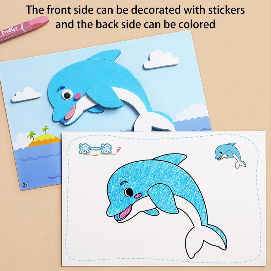 6pcs/set 3D EVA Foam Sticker DIY Cartoon Princess Animal Puzzle for Children Kids Multi-patterns Styles Toys for Children Gift Beauty World Shop