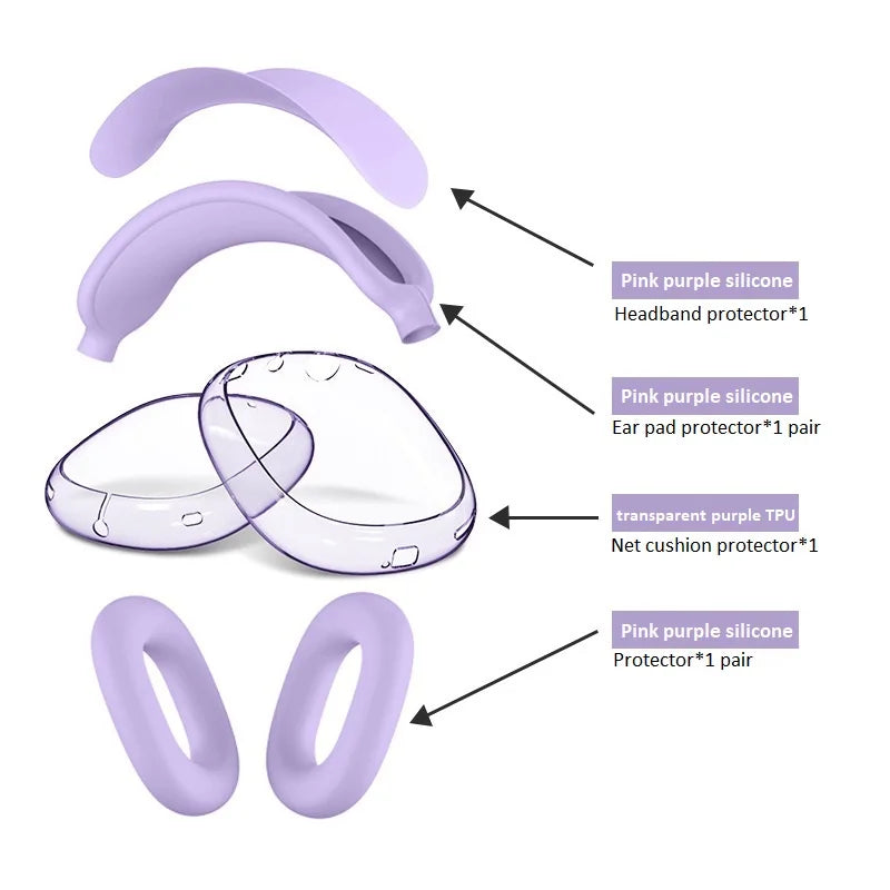 Headphones Ear Pads Scratch Resistant Hearing Aid Case Transparent TPU Three Piece Set for Airpods Max Case Accessories EJBHT07