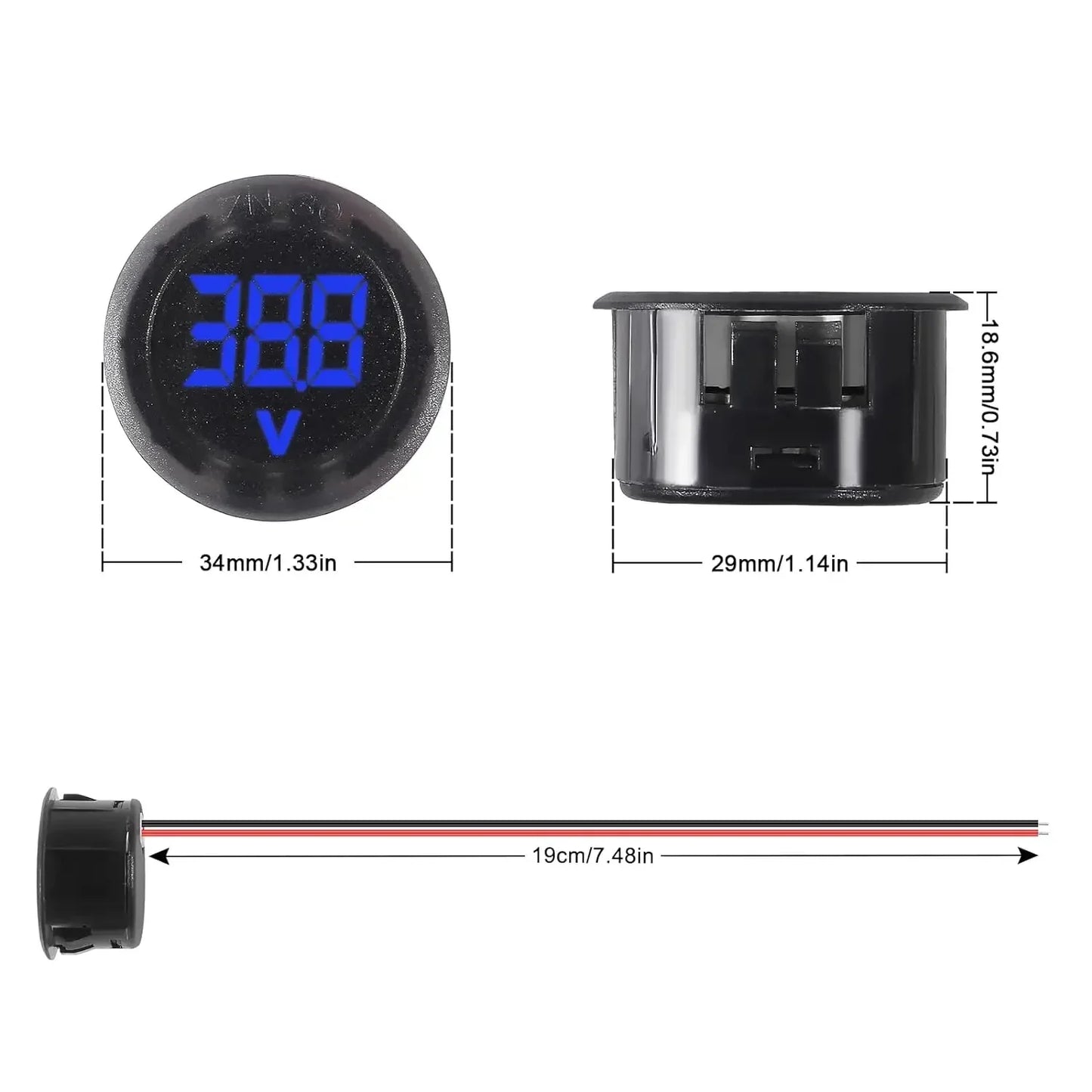 2/4pcs DC 4-100V Car Voltage Gauge LED Digital Display 12V 24V Waterproof Voltmeter Round Voltage Meter Volt Detector Tester Beauty Trend Shop