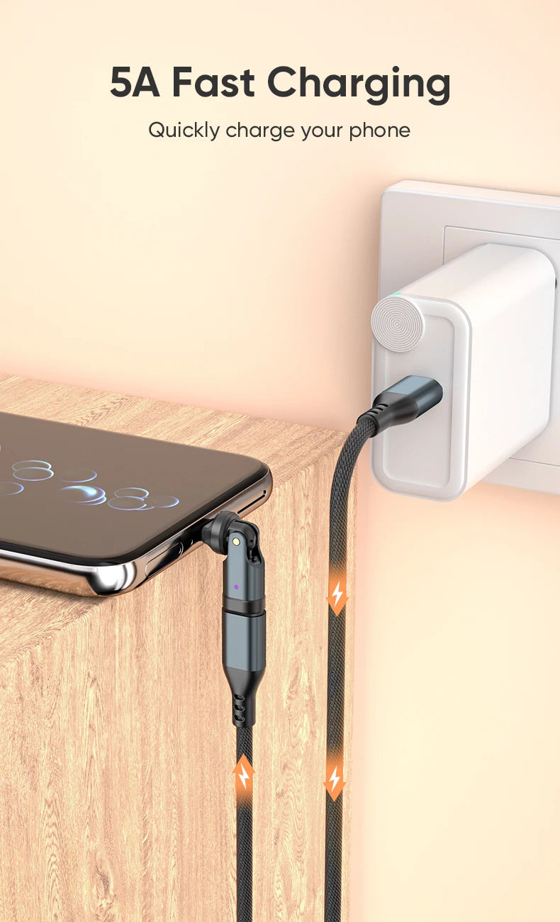 AUFU PD240W USB C to Type C OTG Adapter 540 Rotation 5A Fast Charge Cable Converter for iPhone 16 MacBook Samsung Xiaomi Laptop Beauty World Shop