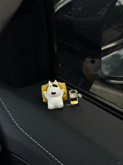Bull Terrier Universal Car Accessories Interior Adorable Dashboard Figurine with Relaxed Pose Ornament for Tesla BMW Hyundai KIA Beauty World Shop
