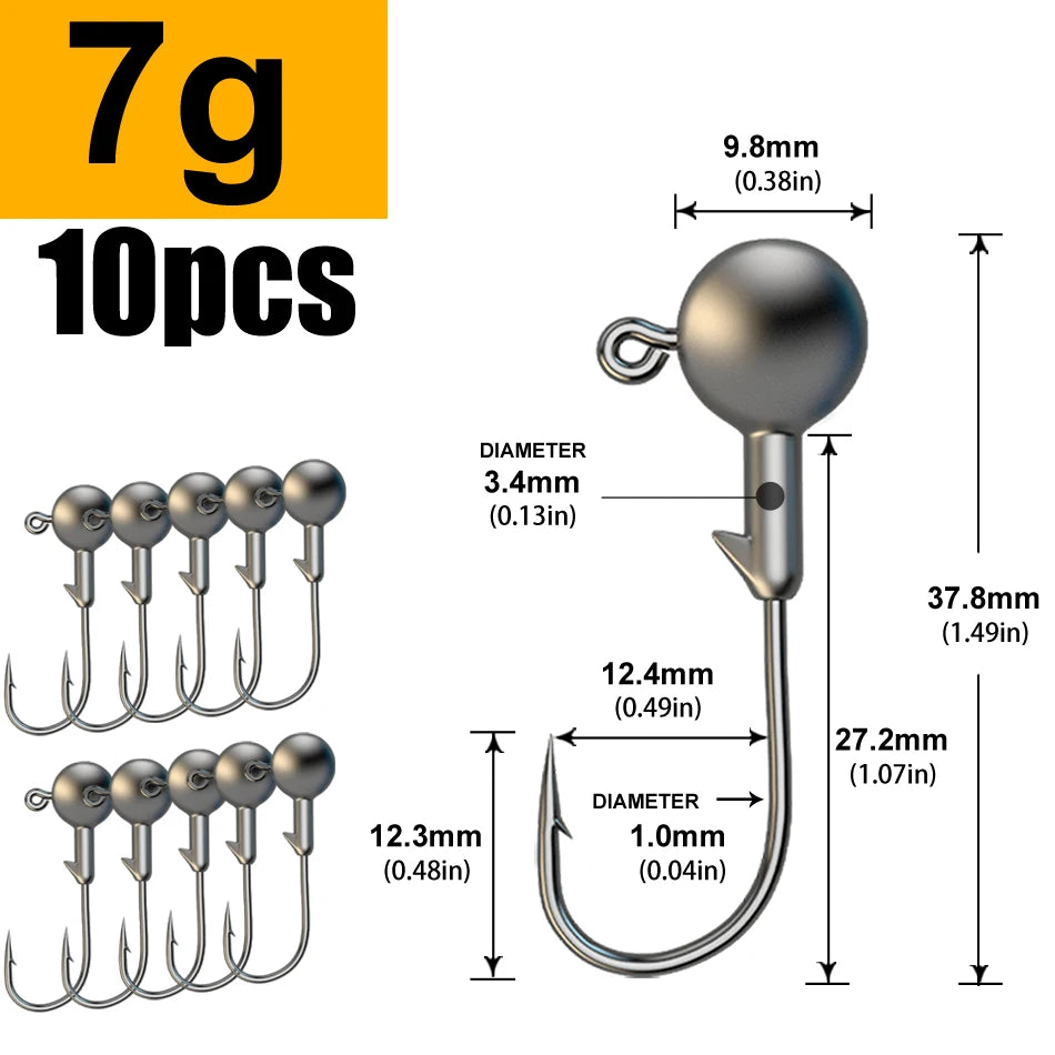 JYJ 1g 2g 3g 4g 5g 10g 20g 22g 25g 28g crank Jig head hook fishing hook head Jig lure hard bait soft worm jig hook for fishing Beauty World Shop