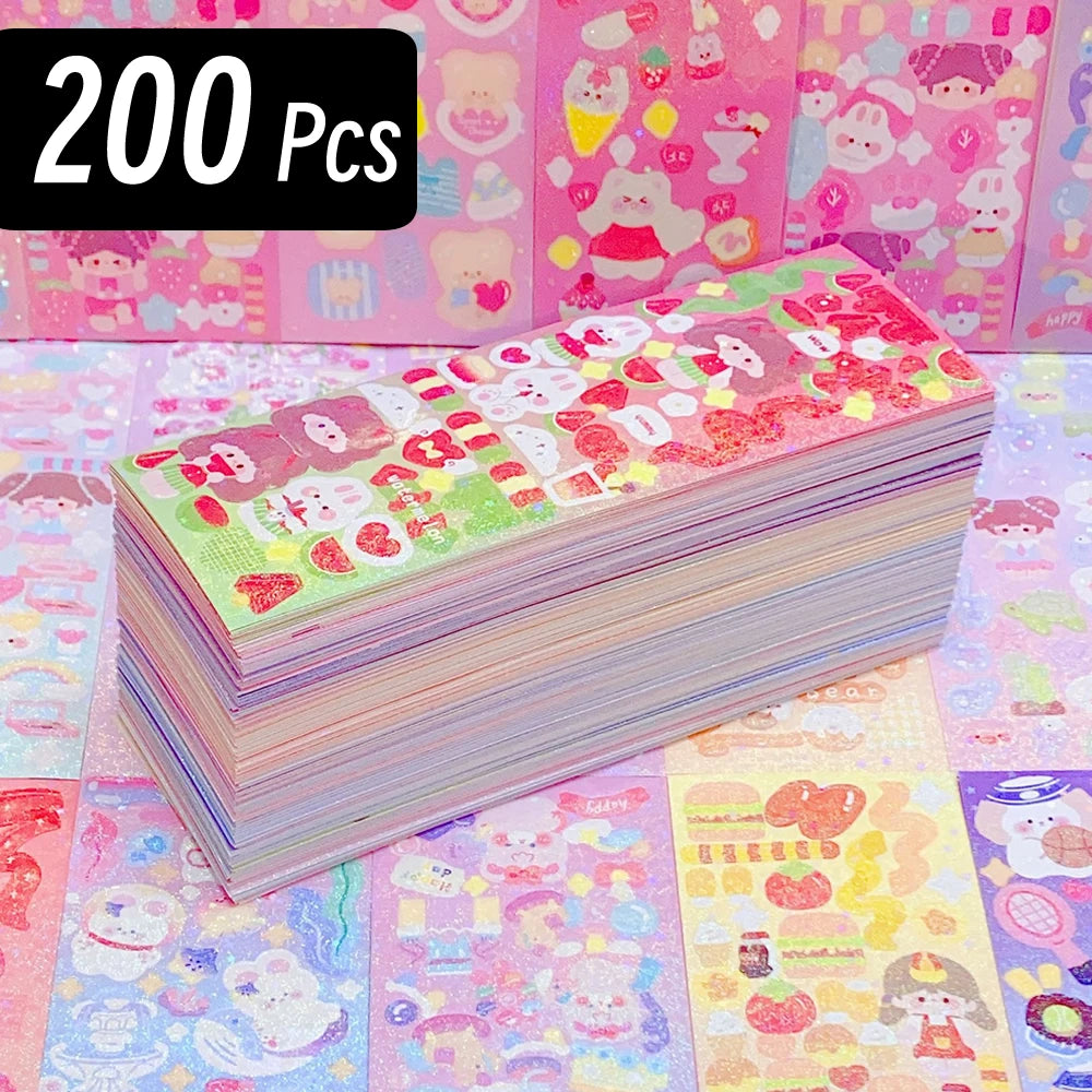 200p Kawaii Stickers for Kids Cute Stationary Aesthetic Diary Decoration Art Supplies Stickers for Scrapbooking Lot Korean Paper Beauty World Shop