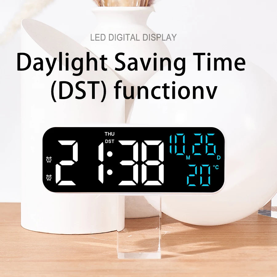 Digital Alarm Clock Temperature and Date Week Display Night Mode Table Clock Voice Control 12/24H Electronic LED Alarm Clocks Beauty World Shop