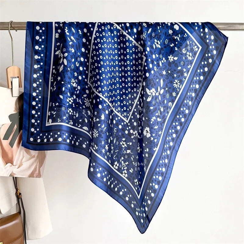 Luxury Print imitation Silk Square Scarf Women Spring Neck Tie Shawl Wraps Female Hair Hand Wrist Headkercheif Hijab Bandana Beauty World Shop