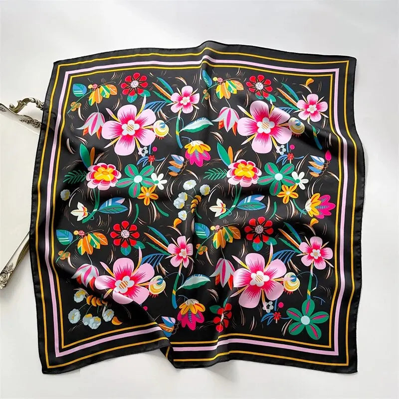 Luxury Print imitation Silk Square Scarf Women Spring Neck Tie Shawl Wraps Female Hair Hand Wrist Headkercheif Hijab Bandana Beauty World Shop