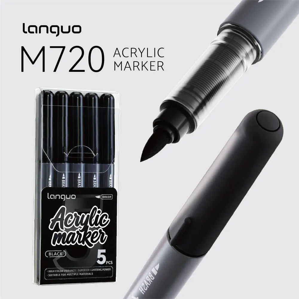 Languo 9pcs/box Soft Brush Acrylic Marker Pen Set，DIY Hand Drawn,Paint Art Markers pens,Student Graffiti Acrylic Paint Pens,M720 Beauty World Shop