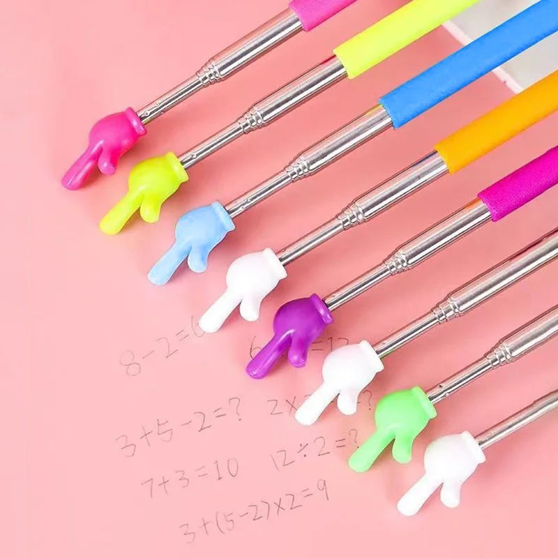 1pPointer Finger Stainless Steel Reading Sticks Telescopic Reading Finger Teaching Aids Gift for Teachers Pointer Finger Stick Beauty World Shop