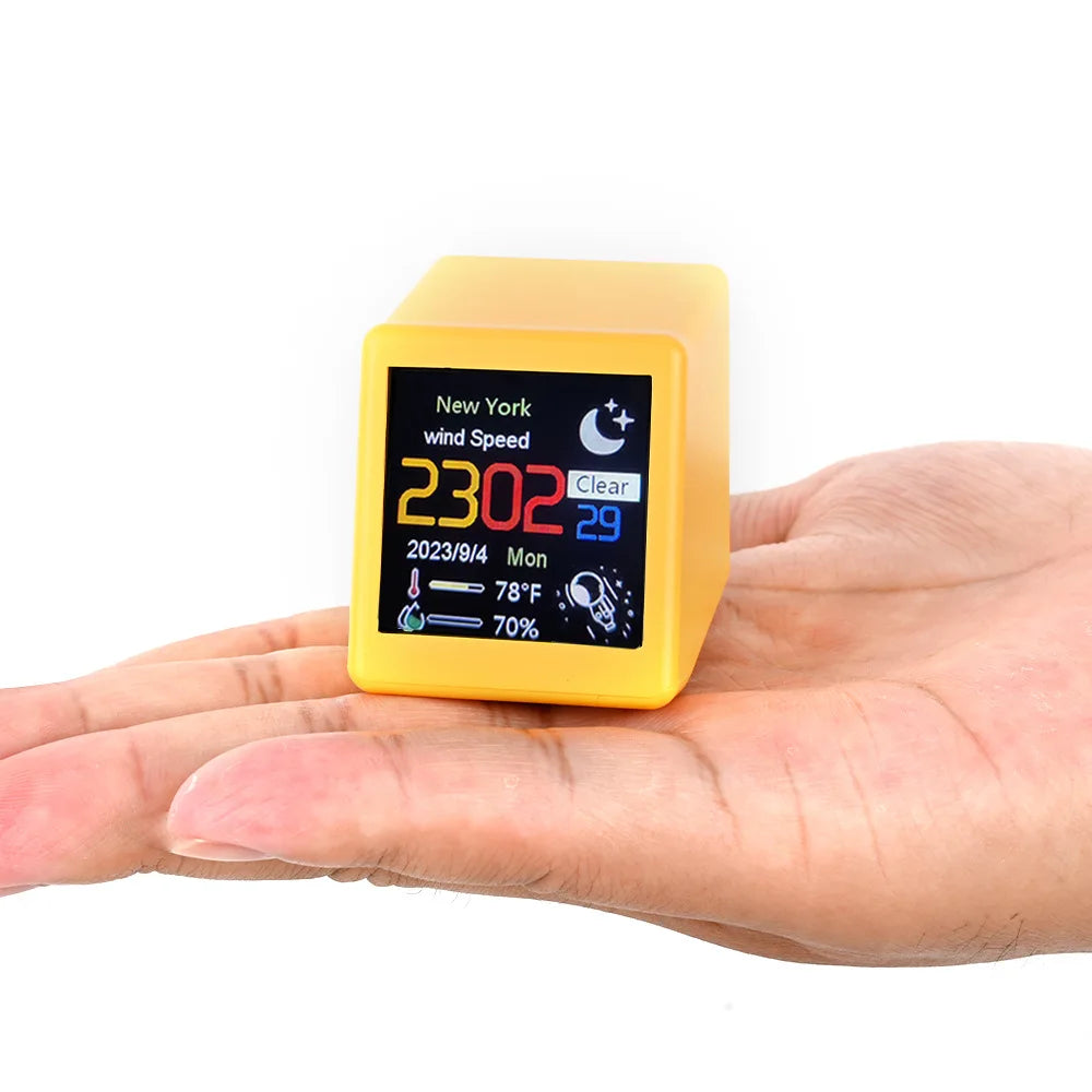 Small Portable Smart Wifi Weather Station Display Weather Temperature Humidity Time Alarm Clock Desktop Decoration Beauty World Shop