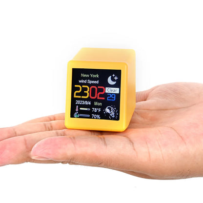 Small Portable Smart Wifi Weather Station Display Weather Temperature Humidity Time Alarm Clock Desktop Decoration Beauty World Shop