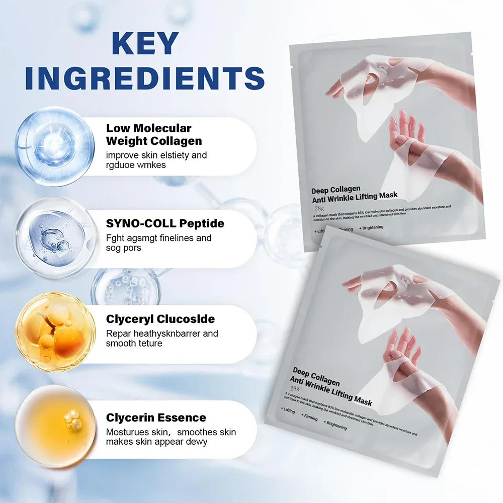 Deep Collagen Anti Wrinkle Lifting Mask Collagen Face Mask Overnight, Deep Collagen Mask for Lifting Firming Moisturizing(5Pack) Beauty Trend Shop