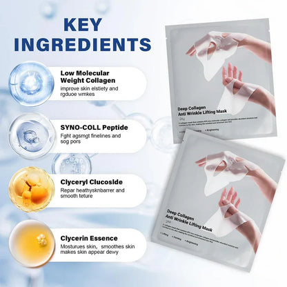 Deep Collagen Anti Wrinkle Lifting Mask Collagen Face Mask Overnight, Deep Collagen Mask for Lifting Firming Moisturizing(5Pack) Beauty Trend Shop