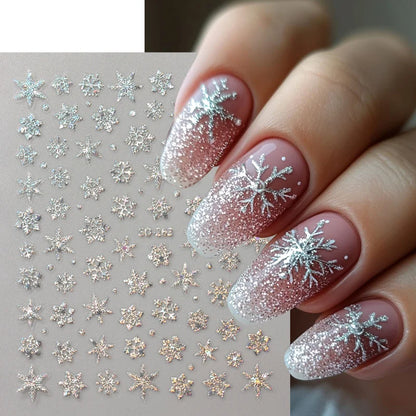 2pc Holographic Christmas Nail Art Stickers Iridescent Laser Snowflake Deer Tree Winter Slider Decals New Year Manicure Supplies Beauty World Shop