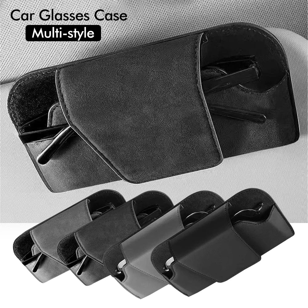 Car Glasses Case Auto Sun Visor Premium Suede Glasses Holder Wear-Resistant Sunglasses Protective Box Universal Cars Accessories Beauty World Shop