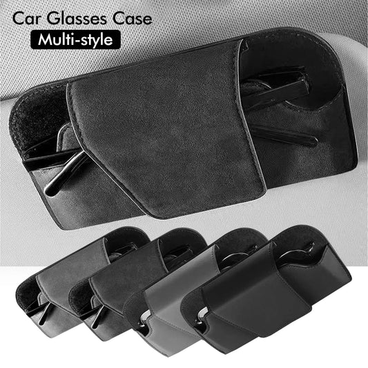 Car Glasses Case Auto Sun Visor Premium Suede Glasses Holder Wear-Resistant Sunglasses Protective Box Universal Cars Accessories Beauty World Shop
