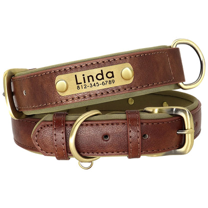 Customized Leather Dog Collar Leash Set Soft Padded Leather Collar For Small Medium Large Dogs With Free Engraved Nameplate Beauty World Shop