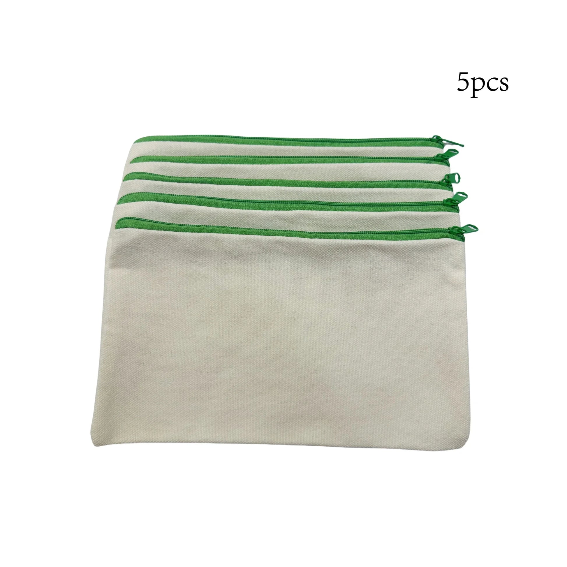 5pcs Blank Canvas Zipper Pouch Bulk, Makeup Bag Pencil Case For Cosmetic & DIY Crafts, Independence Day Beauty World Shop