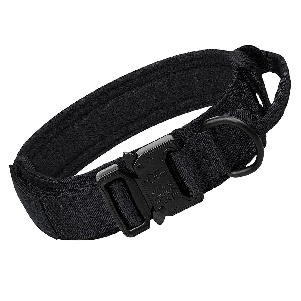 Heavy Duty Tactical Dog Collars with Handle Military Collar with Patch Outdoor Training and Walking for Medium and Large Dogs Beauty World Shop