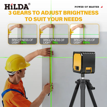HILDA 2-Line Green Laser Level Self-Leveling Cross Line, Mini Size USB Charging Convenient to Carry High Visibility Beams Beauty World Shop