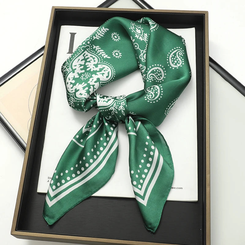 Luxury Brand Silk Square Paisley Scarf Women Satin Neck Hair Tie Band Soft Bandana Neckerchife 2025 Hijab Head Female Foulard Beauty World Shop