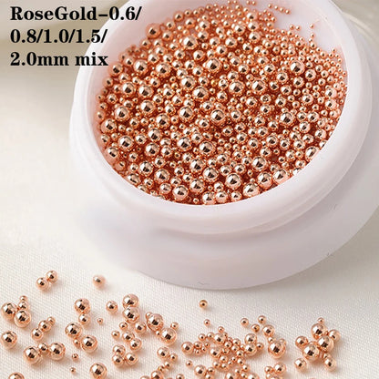 0.4mm-1.5mm 3D Steel Tiny Nail Art Decoration Gold Silver Steel Ball Nail Art Caviar Beads Nails Beads DIY Jewelry Accessories Beauty World Shop