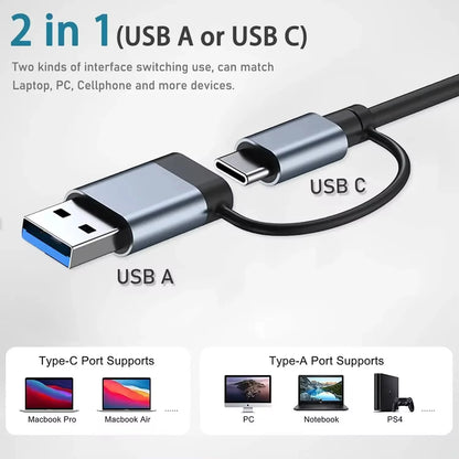 8 In 2 USB HUB With Splitter Card Reader, USB C Port, USB 3.0 / 2.0, SD/TF Splitter Card Reader, Docking Station Beauty World Shop