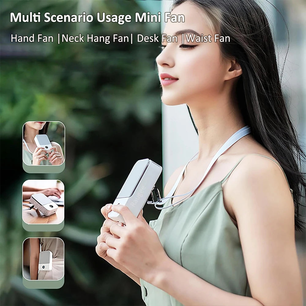 Waist Fan Portable Outdoor Mini Hanging Neck Fan 3 Gear Strong Wind Bladeless Waist Neck Fan Air Cooler USB Fan 2000Mah Beauty World Shop
