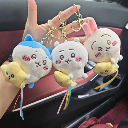 Chiikawa Plush Doll Pendant Star Hugging Series Hachiware USAGI Cute Cartoon Keychain Hanging Keychain Plush Doll Accessories Beauty World Shop