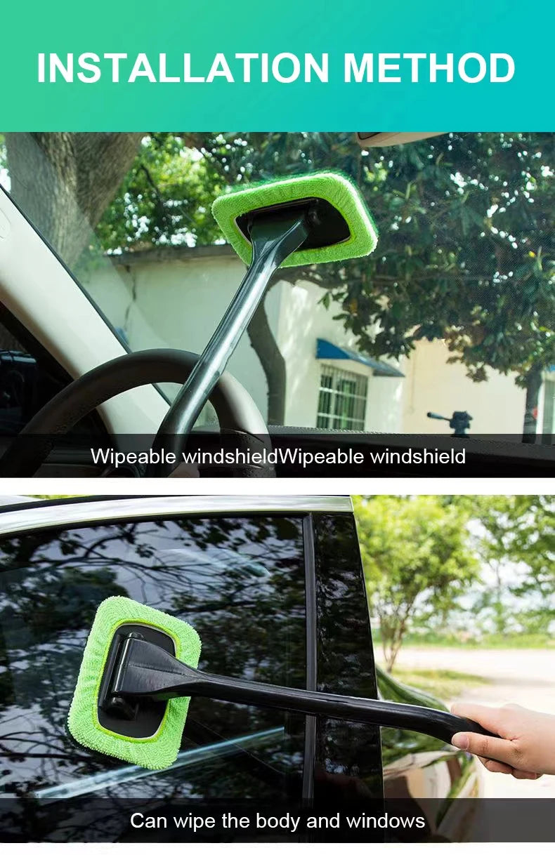 Car Window Cleaner Brush Kit Windshield Cleaning Wash Tool Inside Interior Auto Glass Wiper with Long Handle Car Accessories Beauty World Shop