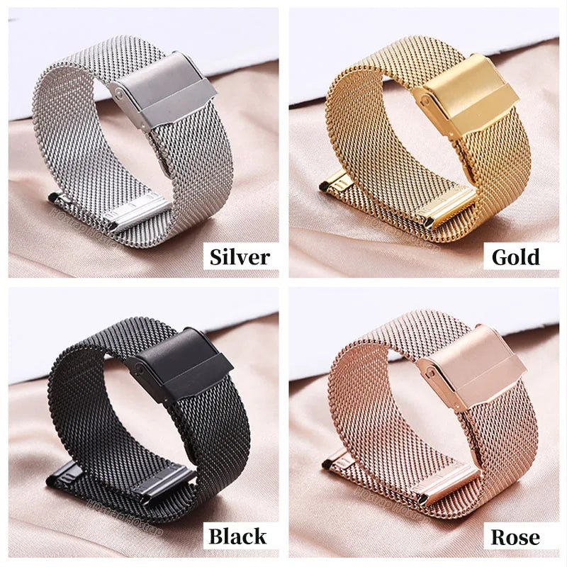 Quick Release Milanese Strap 18mm 20mm 22mm 12mm 14mm 16mm 17mm 19mm 21mm 24mm Universal Bracelet 0.6mesh Stainless Steel Beauty World Shop