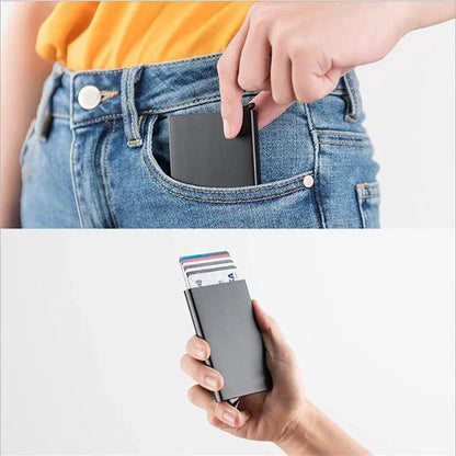 Rfid Smart Wallet Card Holder Metal Thin Slim Men Women Wallets Pop Up Minimalist Wallet Small Black Purse Vallet Walets for Men Beauty World Shop