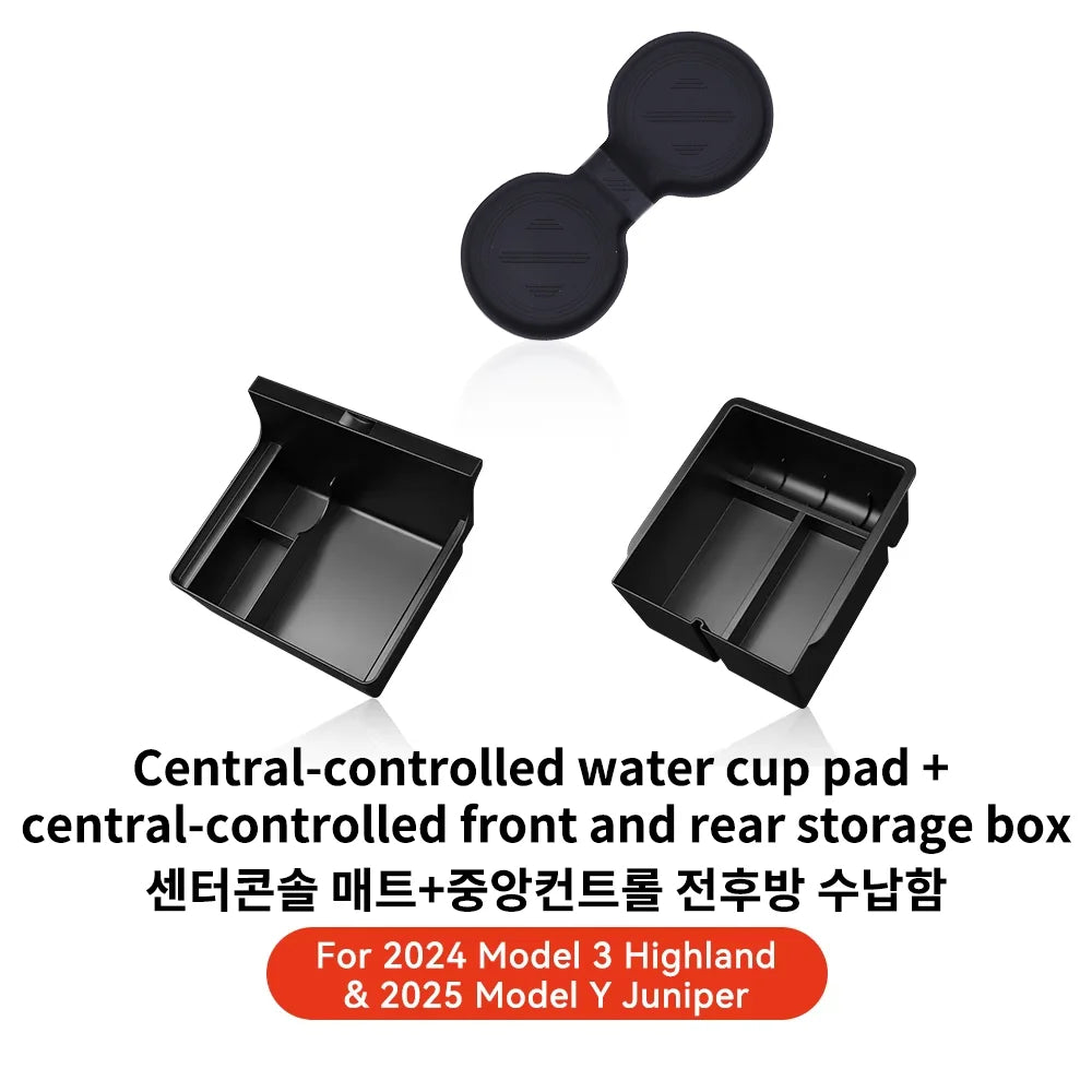 YZ For Tesla Model 3 Highland 2024 Model Y Juniper 2025 Storage Box Center Armrest Hidden Box Cup Holder Organizer Accessories Beauty World Shop