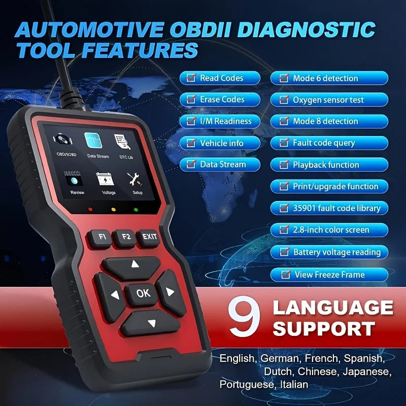 V519 Professional Obd2 Scanner - Usb-Powered Automotive Diagnostic Tool with Real-Time Data Stream, Full-Featured Obd Ii Testing (I/M Ready, Bod2/Eobd), Clears Engine Fault Lights, Reads/Erases Codes for Most Vehicles, Automo Beauty World Shop