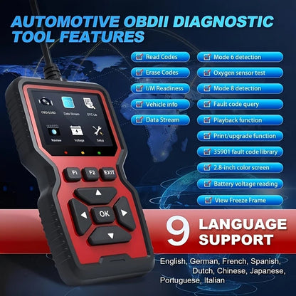 V519 Professional Obd2 Scanner - Usb-Powered Automotive Diagnostic Tool with Real-Time Data Stream, Full-Featured Obd Ii Testing (I/M Ready, Bod2/Eobd), Clears Engine Fault Lights, Reads/Erases Codes for Most Vehicles, Automo Beauty World Shop