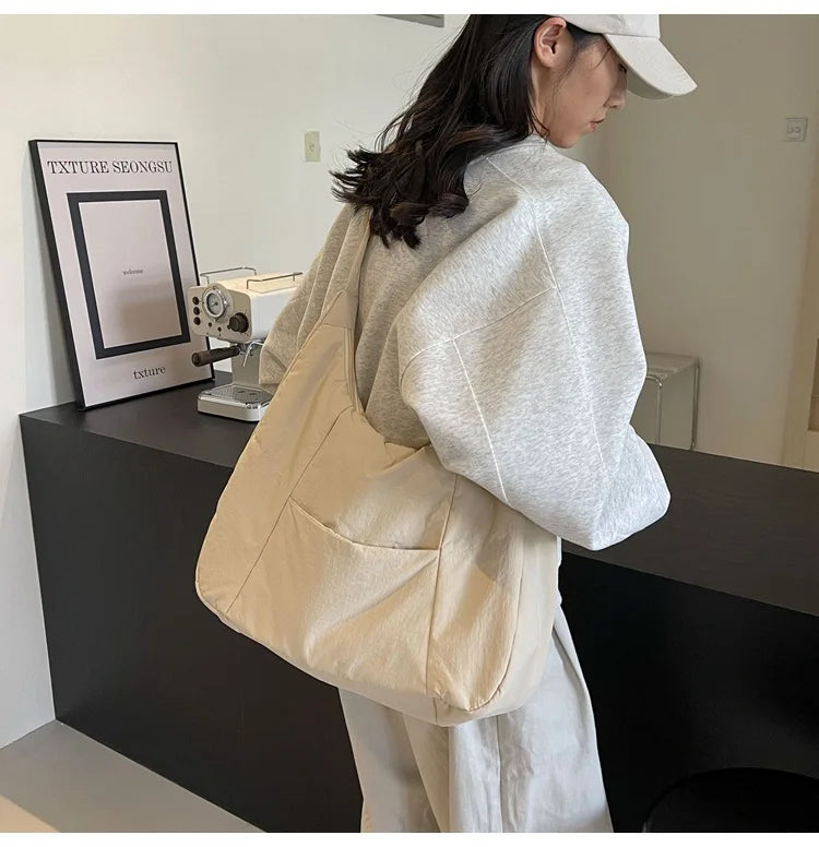 Trendy Women's Soft Cloth Shoulder Bag Solid Color Student 2026 Spring Y2k Casual Style Big Handbags Crossbody Bags for Women Beauty World Shop