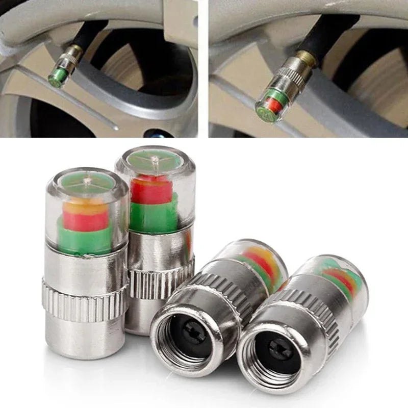 NEW 4pcs Car Tire Pressure Indicator Gauge Alert Monitoring Valve Cap Sensor External Detection Beauty World Shop